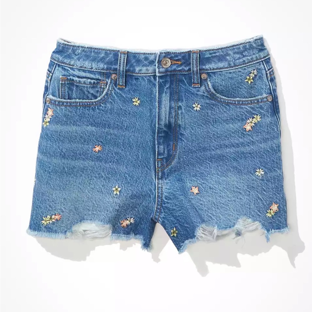 AE denim mom shorts - embroidered indigo - size (18) NWT